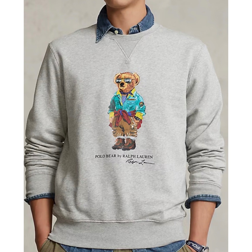 Polo Ralph Lauren Polo Bear Big Pony Fleece Sweatshirt Gray Men's L Hiking